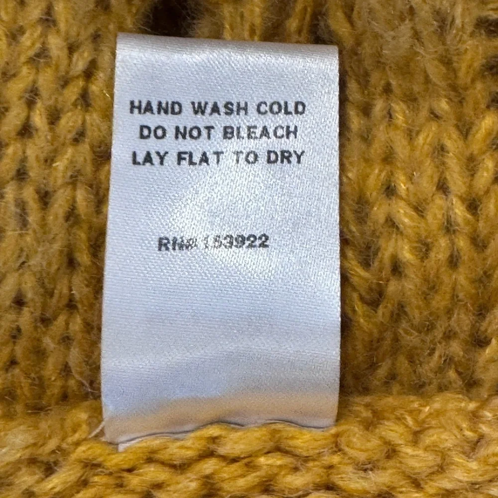 See And Be Seen Sweater Sz M Cable Knit Turtleneck Golden Yellow Oversized Boho